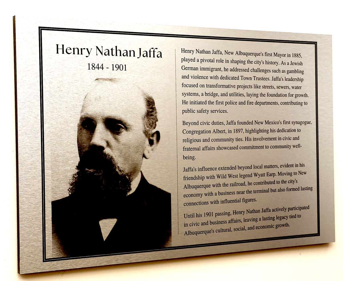Henry Nathan Jaffa, Albuquerque's first mayor,  honored with plaque at City Hall during Jewish Heritage Month