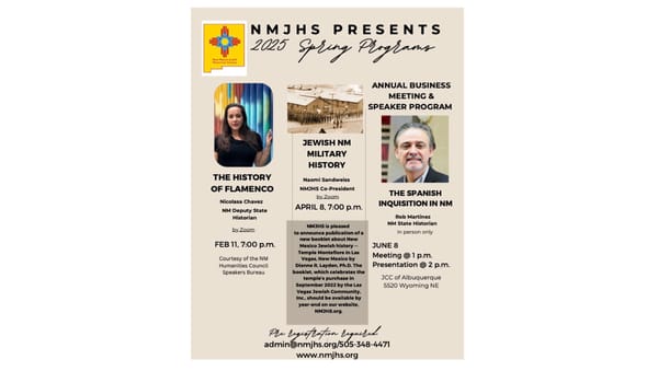 NM Jewish Historical Society ~ Upcoming Spring Programs Register now