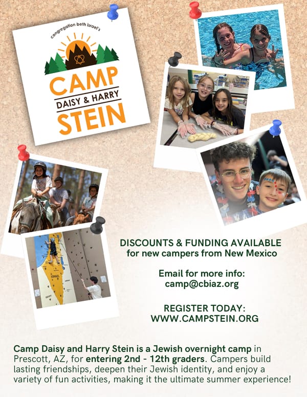 CAMP DAISY & HARRY STEIN OVERNIGHT CAMP ~ Prescott, AZ ~ Inviting NM kids to register!