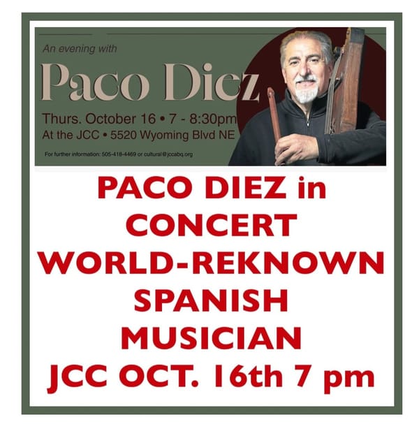 PACO DIAZ in CONCERT JCC OCT. 16th 7 p.m. World-Renowned Spanish Musician